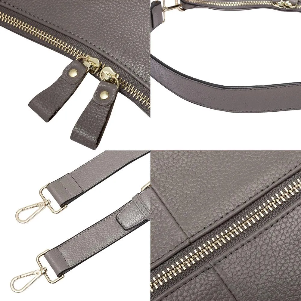 100% Genuine Leather Grey Shoulder Messenger Handbag for Fashion Women