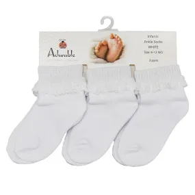 3-Pack Baby Ankle Socks with Lace A2003