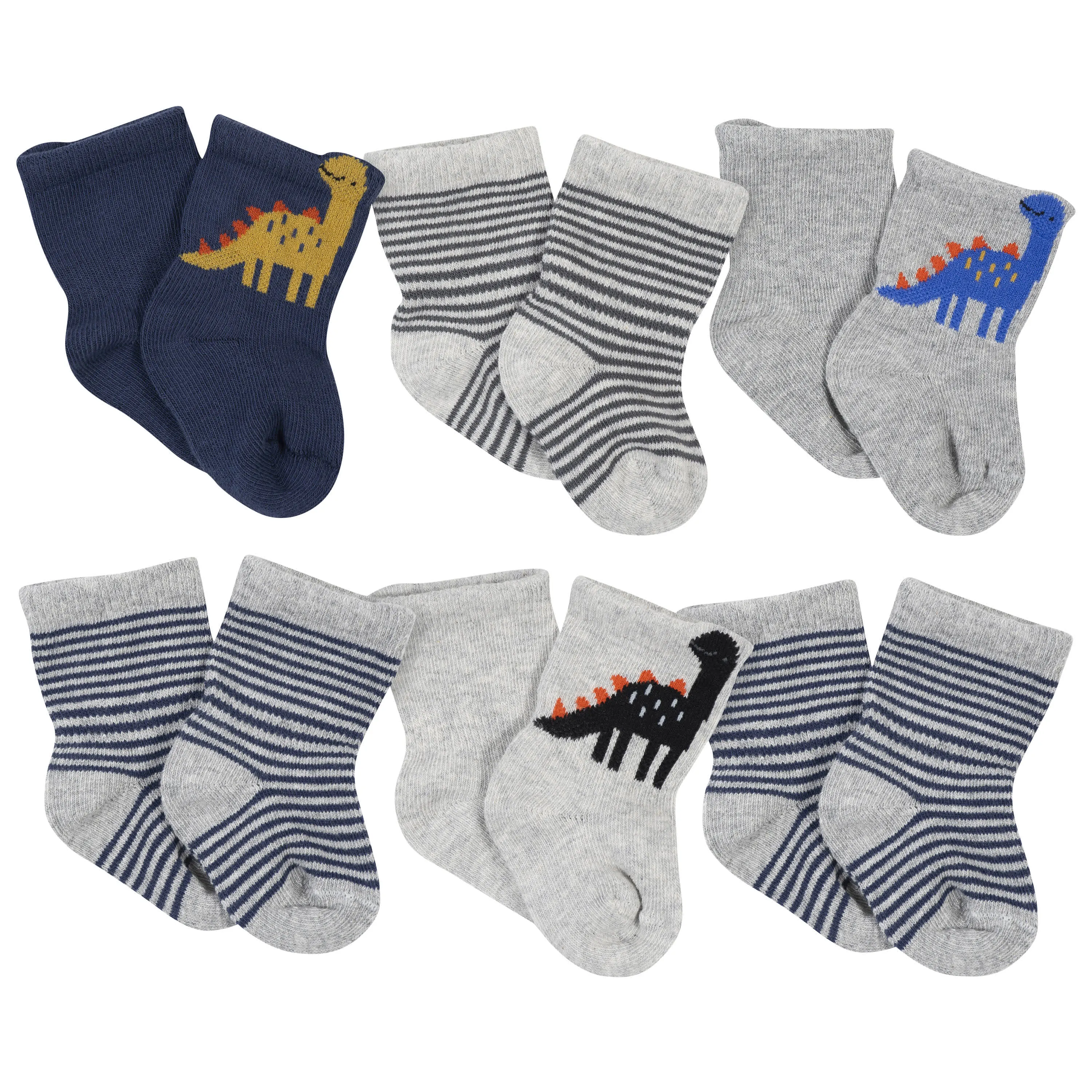 6-Pack Baby Boys Dino Wiggle Proof Socks