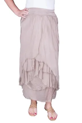 Anna Silk Cha Cha Skirt - Taupe