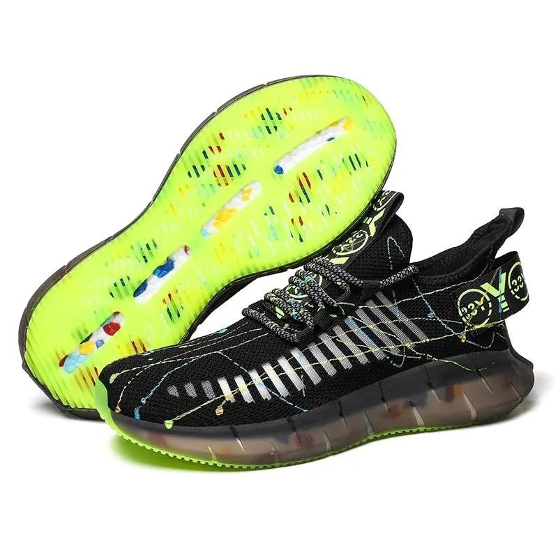 Autumn Men's Breathable Luminous Popcorn Bottom Air Mesh Running Shoes