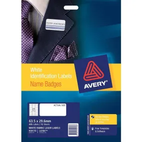 Avery Fabric Name Badge Labels 63.5 x 29.6mm L4784-15