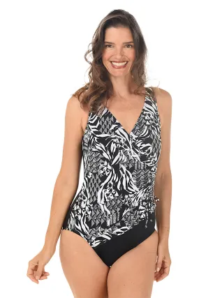 Azteca Ruched Ruffle Surplice Swimsuit