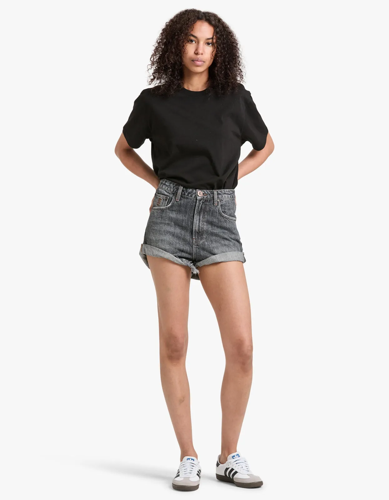 Bandits High Waist Denim Short - Charcoal