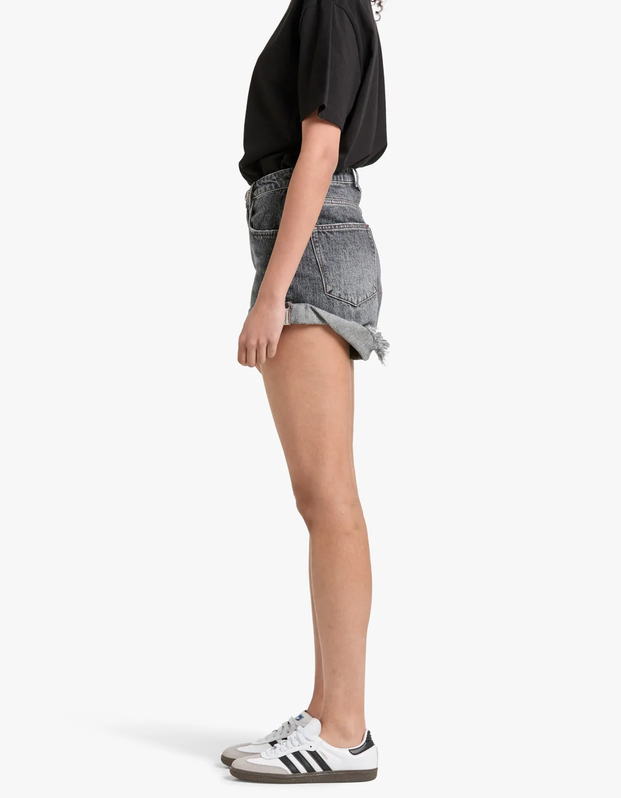 Bandits High Waist Denim Short - Charcoal