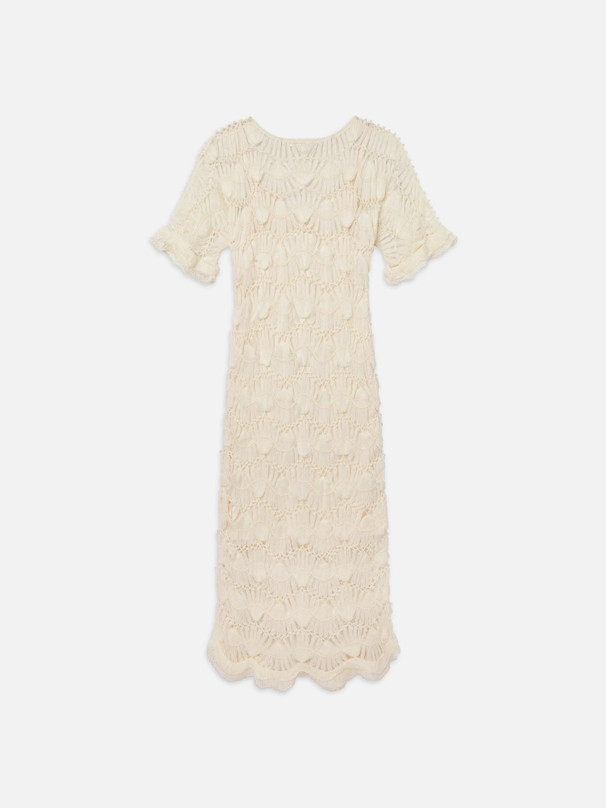 Beaded Crochet Dress -- Off White