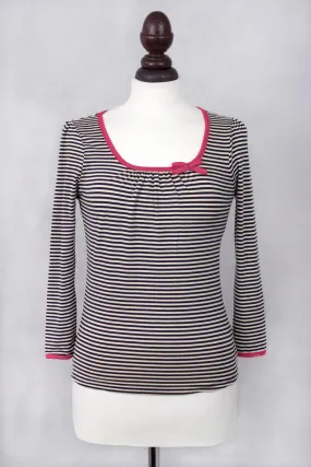 Black And Beige Striped Long Sleeve Sailor Top