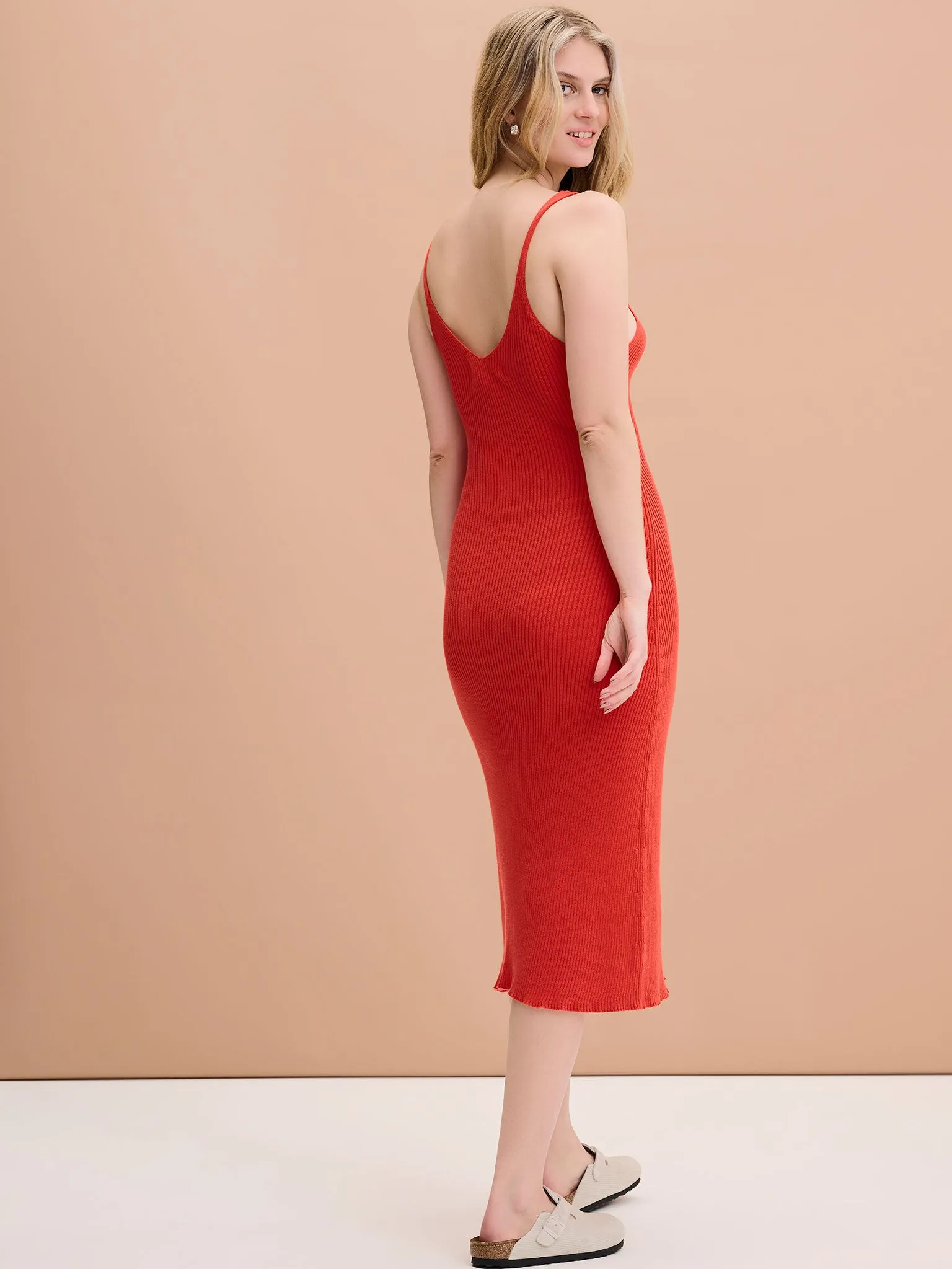 Brackley Knitted Cami Dress in Red