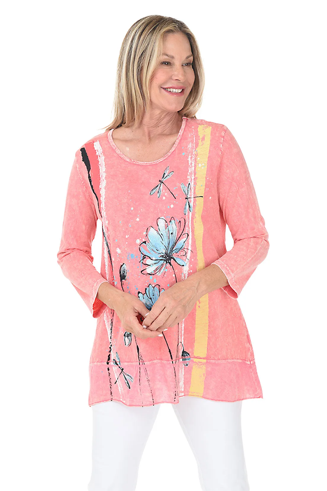 Cherish Mineral Wash Contrast Hem Tunic