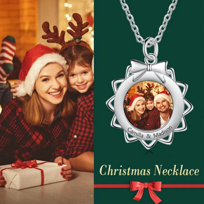 Christmas Bow Necklace With Picture Inside- Best Jewelry For Christmas Gifts