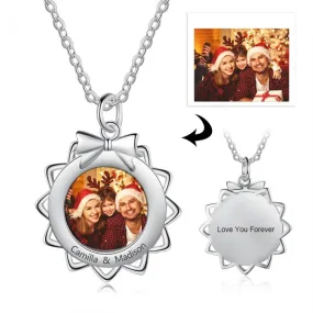 Christmas Bow Necklace With Picture Inside- Best Jewelry For Christmas Gifts