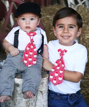 Christmas Outfit Baby Boy Santa Tie with Red or Black Suspenders