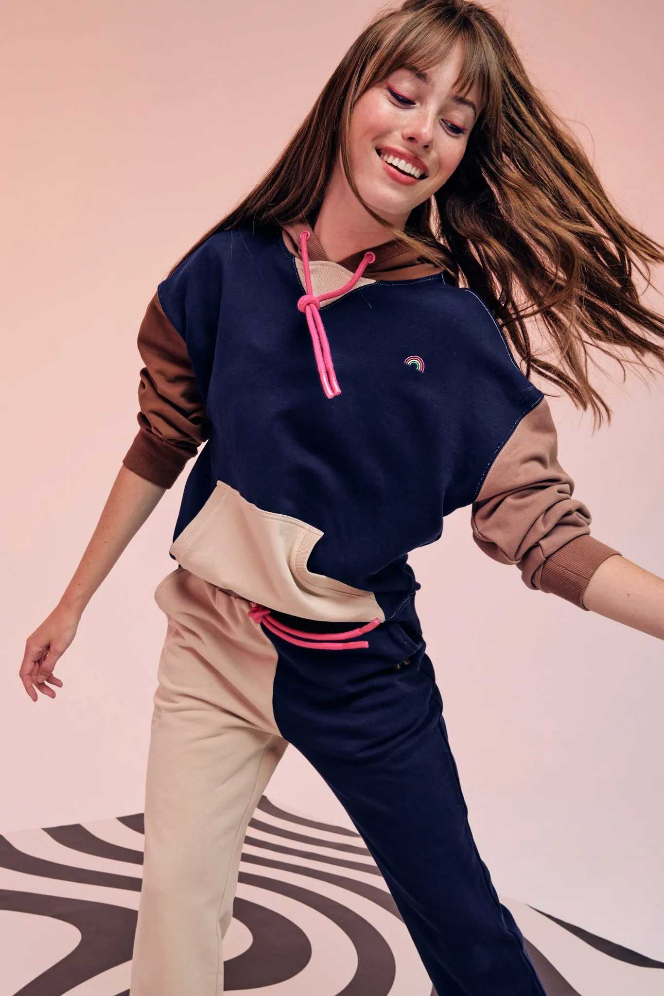 Colorblock Hoodie in Navy