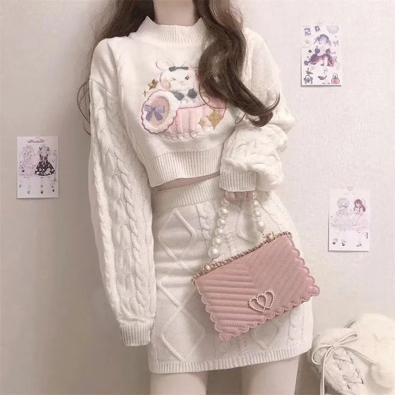 Cozy Knit Bunny Matching Set