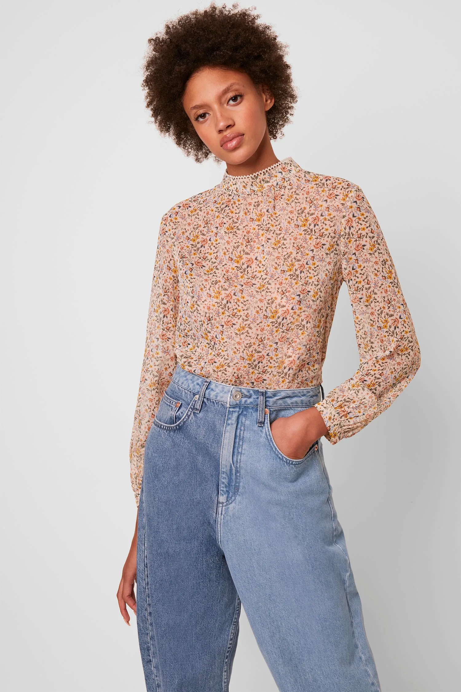 Delmira Sheer Printed Blouse