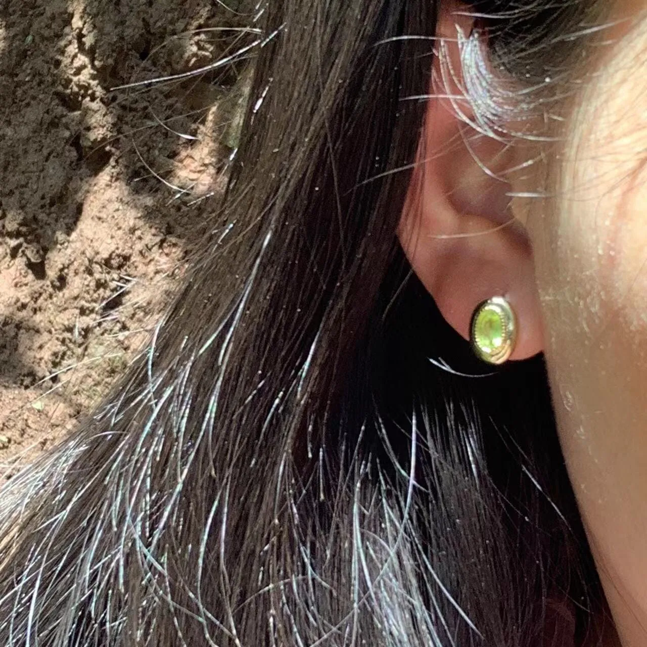 Encircled Peridot Gold Plated 925 Sterling Silver Stud Earrings