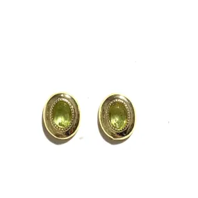 Encircled Peridot Gold Plated 925 Sterling Silver Stud Earrings