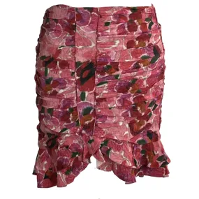 Isabel Marant Pink Print Silk Mix Mini Skirt XS