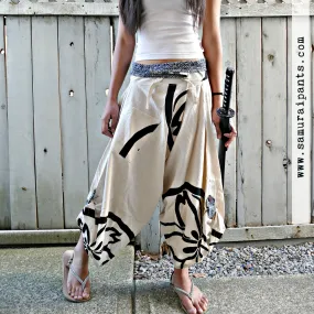 Japanese Crests (WHITE) Waist Tied Samurai Pants