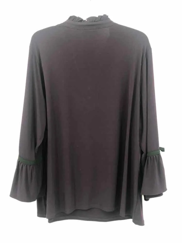 Karl Lagerfeld Size 3 Eggplant Ruffle Knit Top