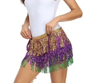 Mardi gras tassle belt skirt