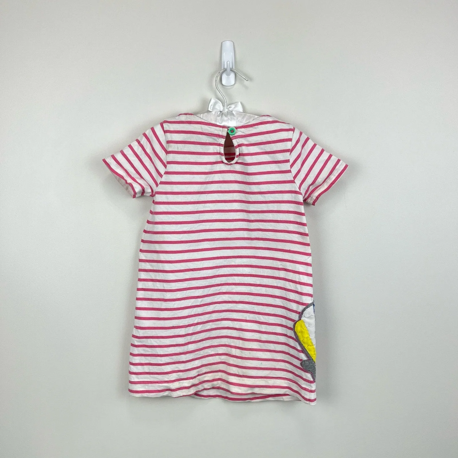 Mini Boden Pink Stripe Sequin Seashell Dress 3-4