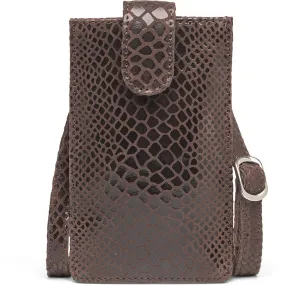 Mobile bag in soft leather and simple design / 16042 - Brown Croco