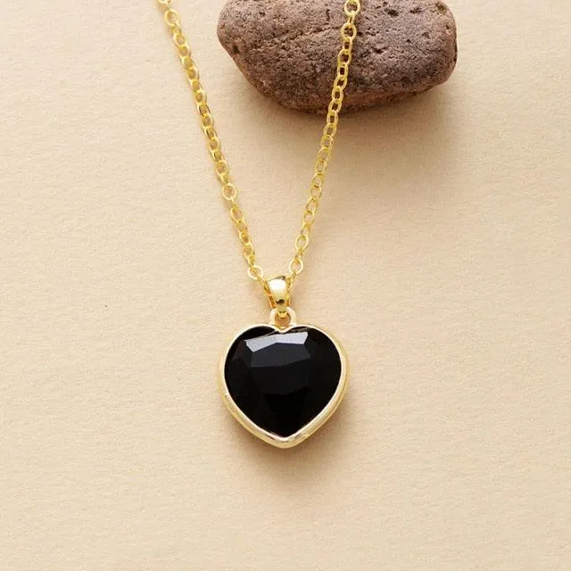 'Onyx' Heart Pendant Necklace