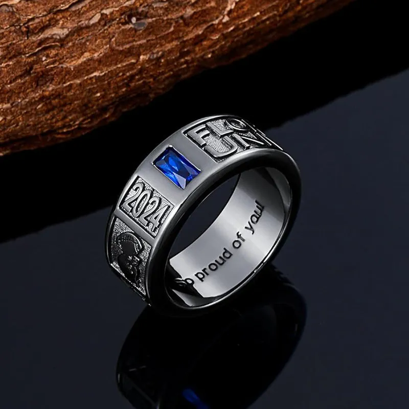 Personalied 2025 Mens Class Ring 925 Sterling Sliver Graduation Ring High School Rings for Men Birthstone College Ring