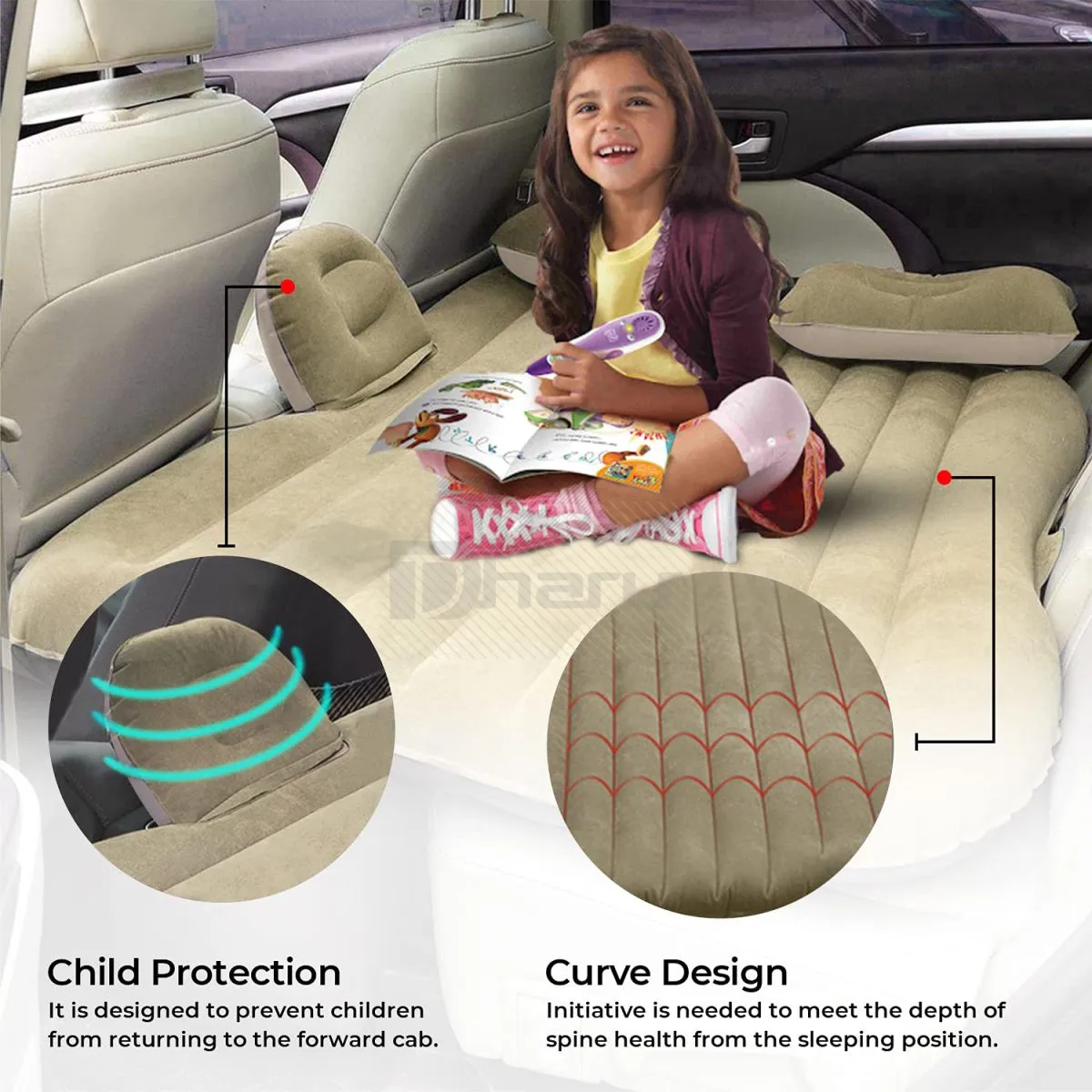 Portable Comfy Car Bed (Multicolor)