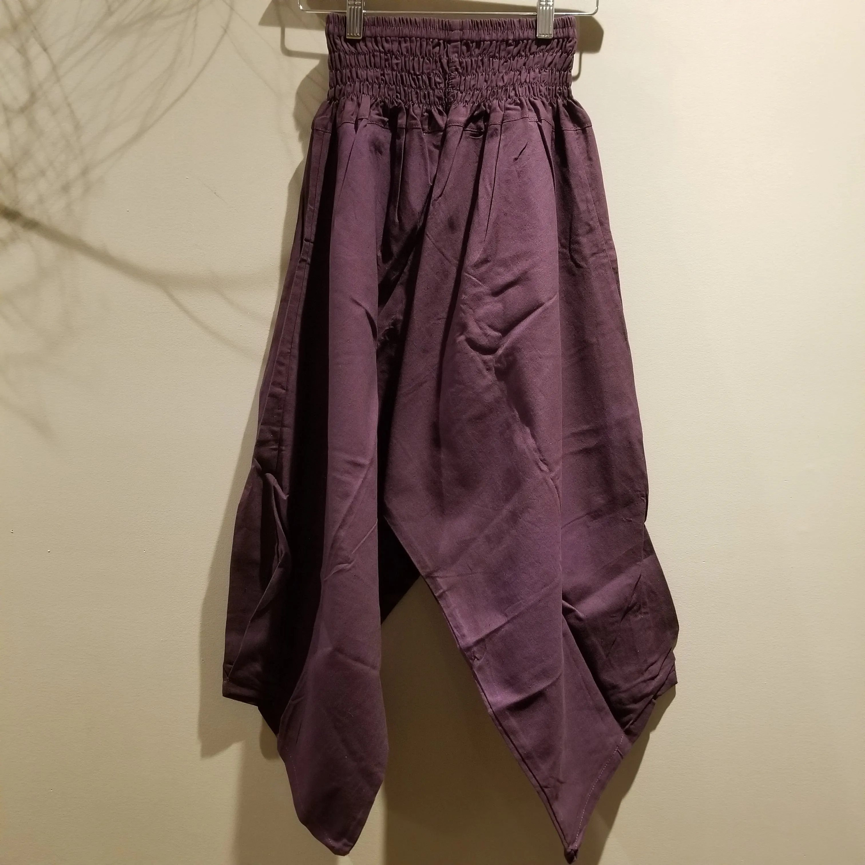 Purple Elastic Waist Samurai Pants