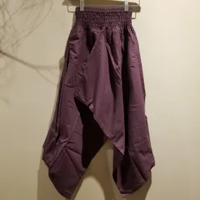 Purple Elastic Waist Samurai Pants