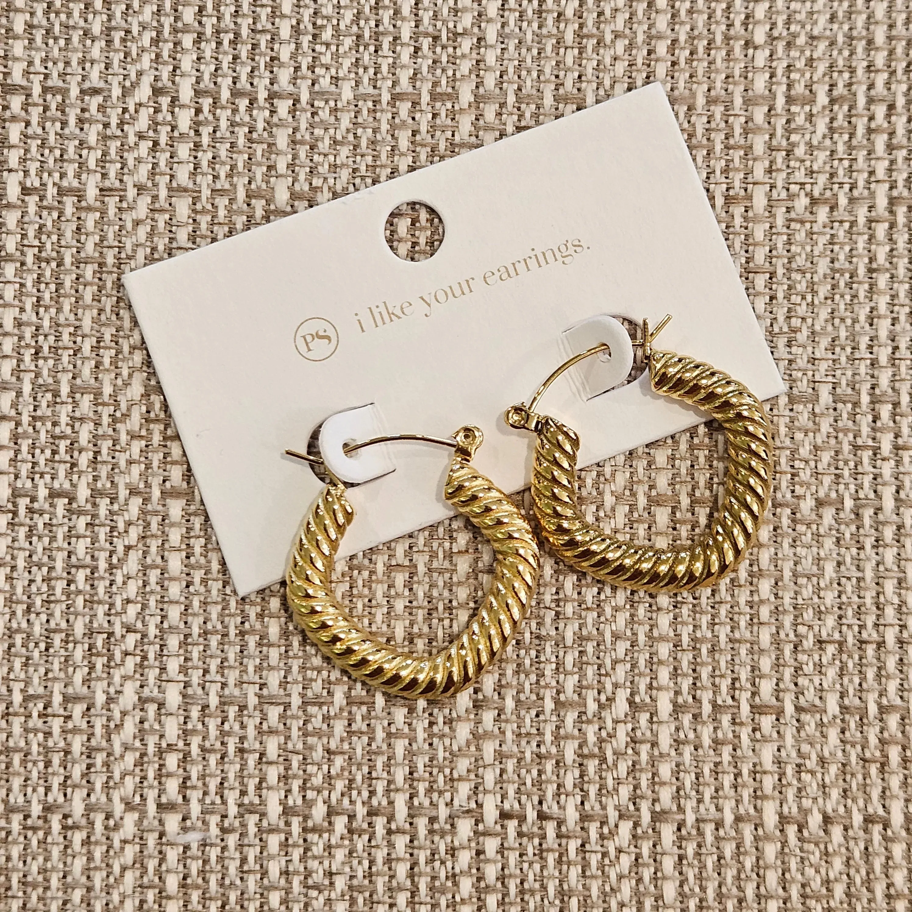 Roped Square Hoop Earrings - Waterproof