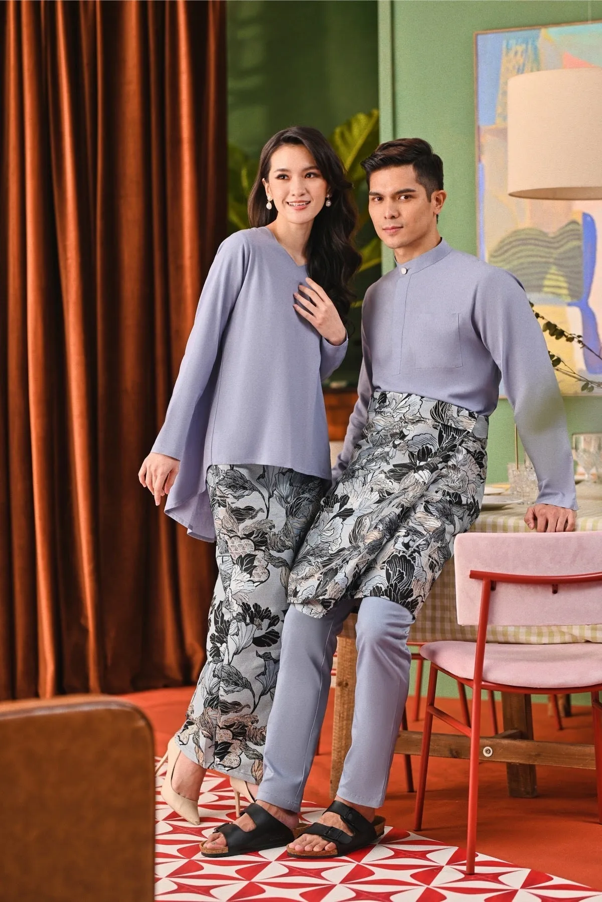 The Capai Men Baju Melayu Top - Light Pigeon Blue