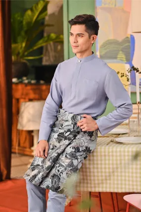 The Capai Men Baju Melayu Top - Light Pigeon Blue