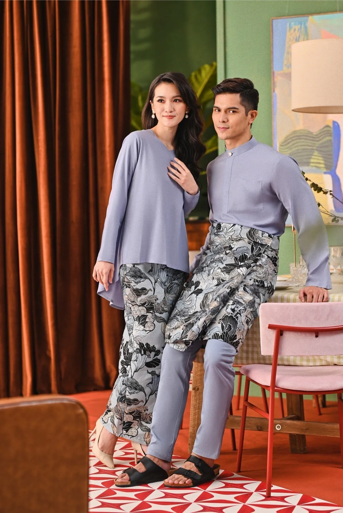 The Capai Men Baju Melayu Top - Light Pigeon Blue