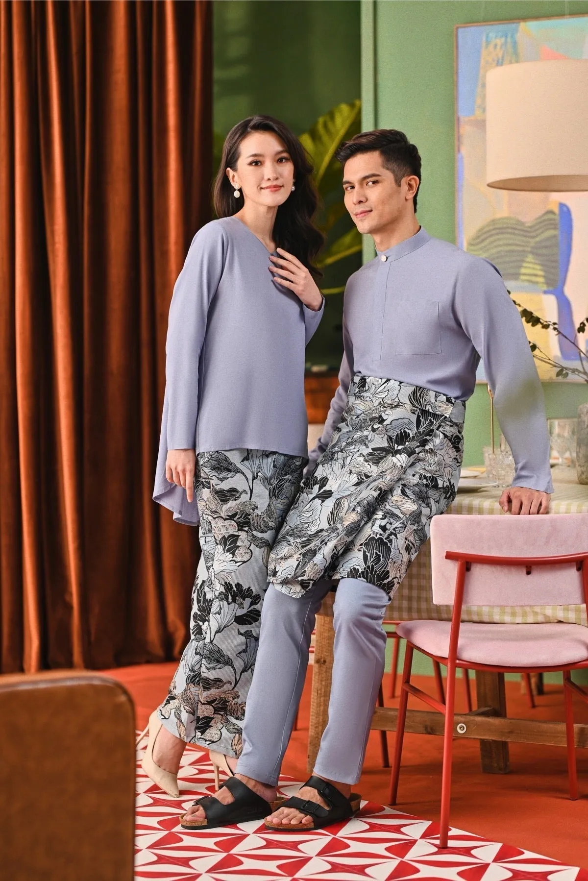 The Capai Men Baju Melayu Top - Light Pigeon Blue