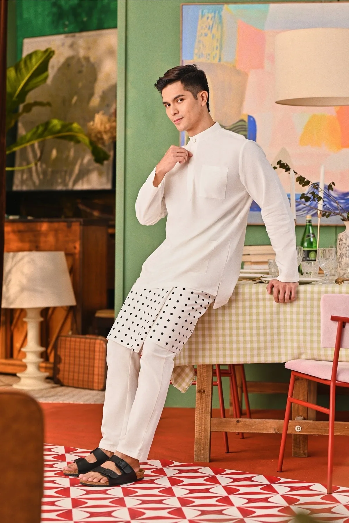 The Capai Men Baju Melayu Top - White