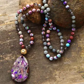 'Yariwan' Labradorite & Purple Jasper Pendant Necklace